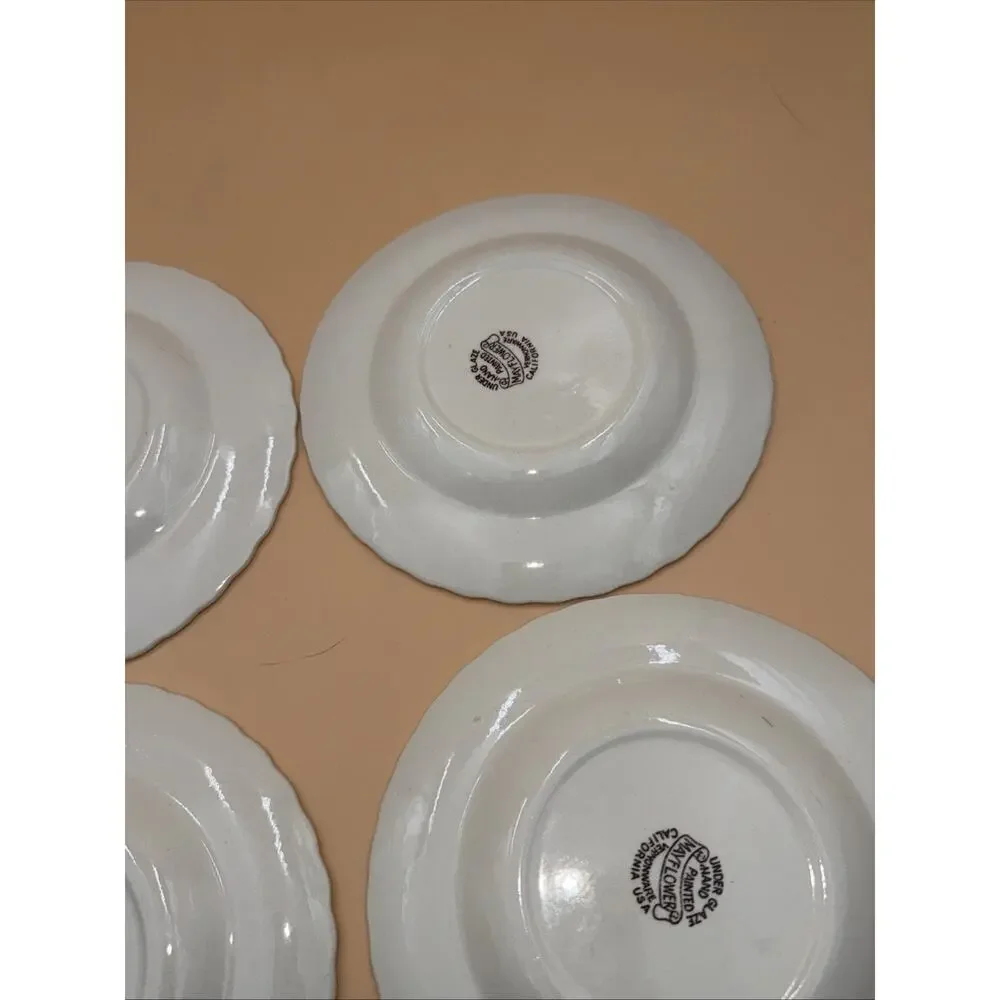 7 Vernon Kilns California USA May Flower Floral Desert Plates 6 1/2